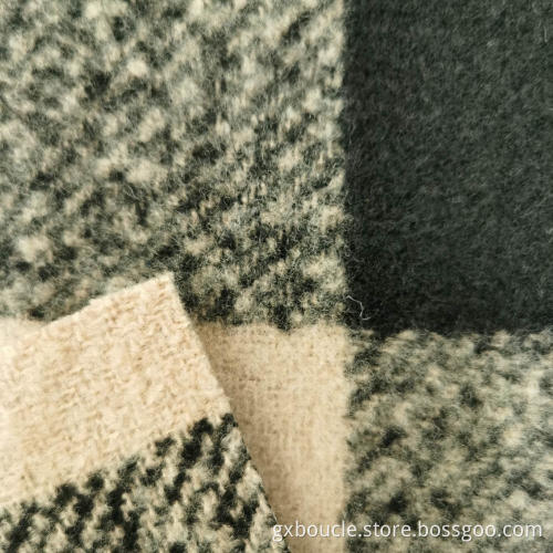 Boucle fashion Plaid wtih brushing fabric